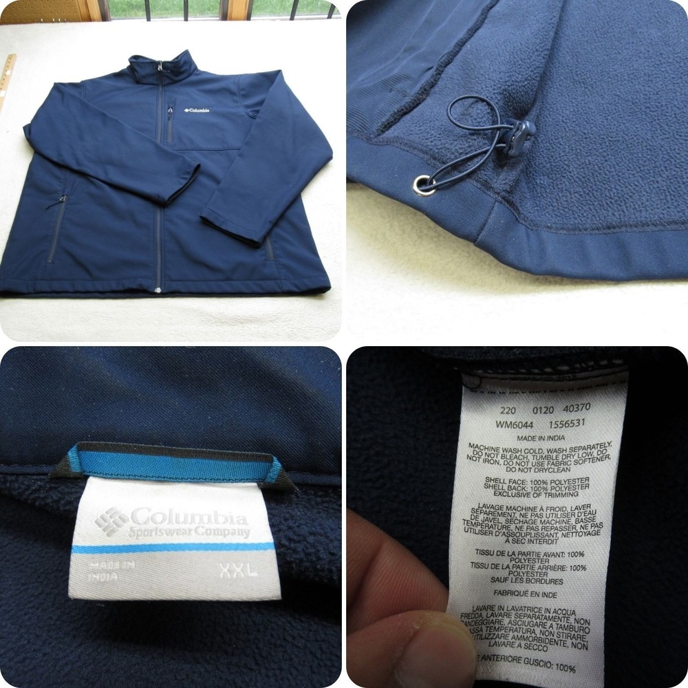 Columbia Jacket Men XXL Navy Ascender Softshell Water Resistant Windbreaker
